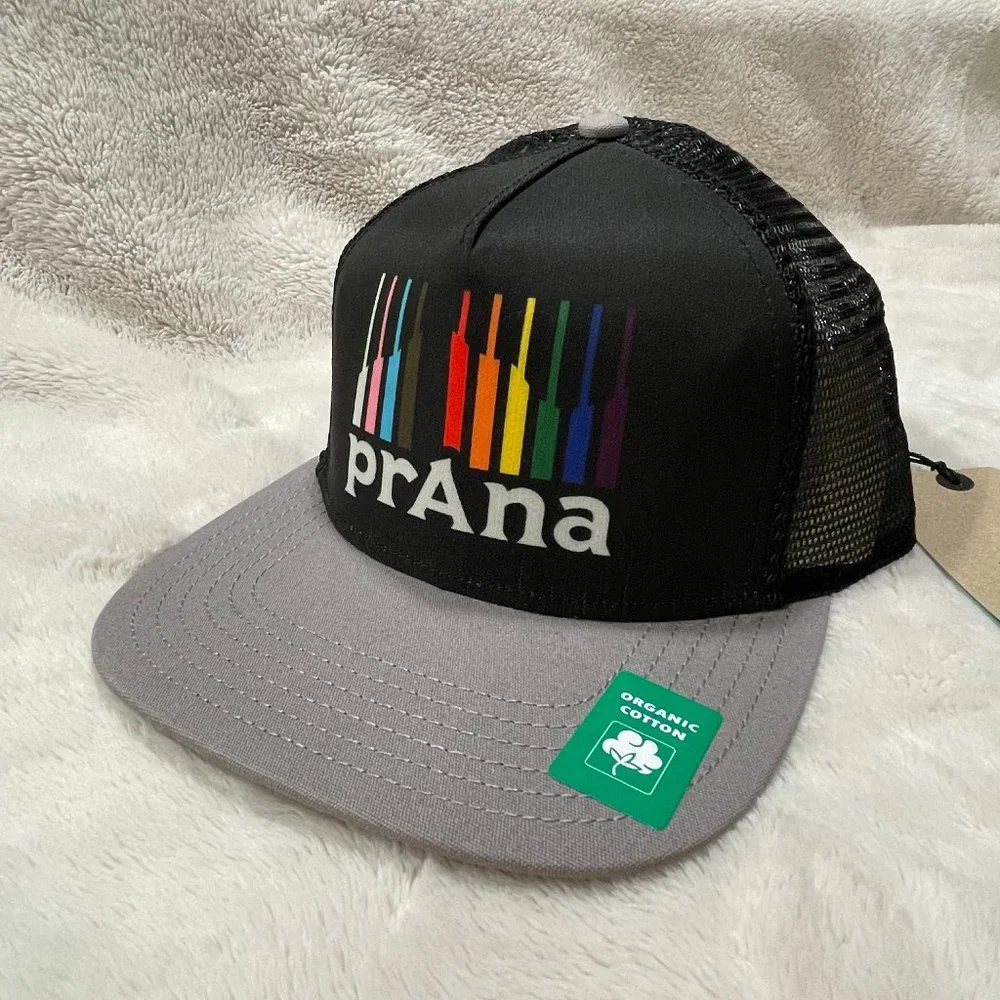 prAna VISTA TRUCKER Hat Unisex Pride Mountain Adjustable Cotton Flat Brim New - Picture 1 of 7